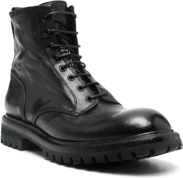 Premiata Zwarte platte veterschoenen van leer Black Heren