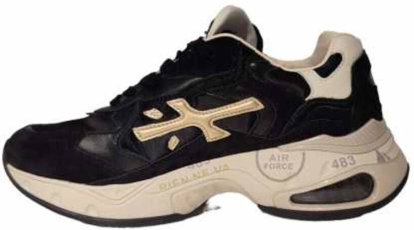 Premiata Zwarte Sharky D Nylon Suède Leren Sneakers Black Dames