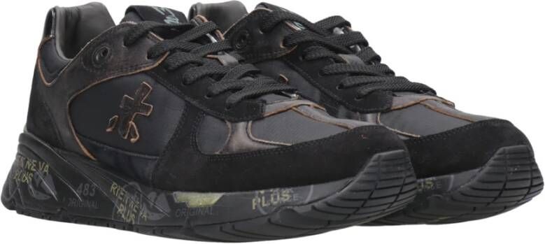 Premiata Zwarte Sneakers Leer Suède Canvas Black Heren