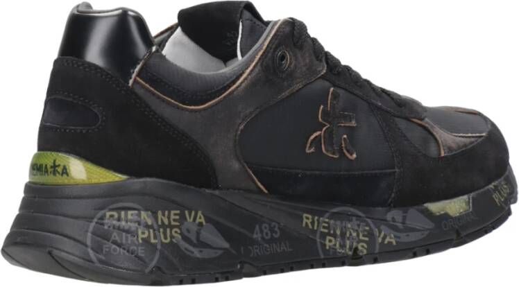 Premiata Zwarte Sneakers Leer Suède Canvas Black Heren