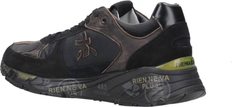 Premiata Zwarte Sneakers Leer Suède Canvas Black Heren