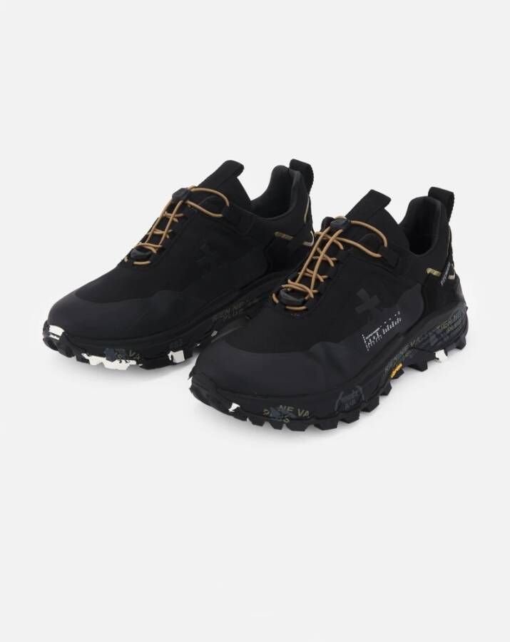 Premiata Zwarte Sneakers met Gele Details Black Heren