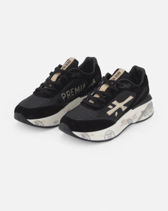 Premiata Zwarte Sneakers met Gouden Details Black Dames