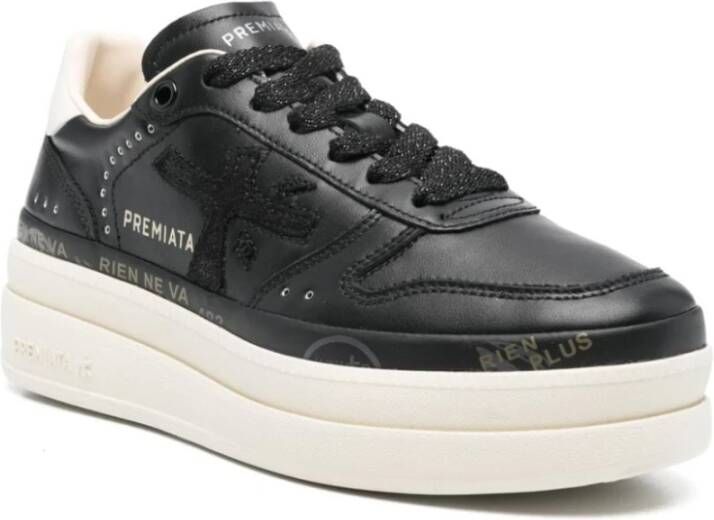 Premiata Zwarte Sneakers met Logo Details Black Dames