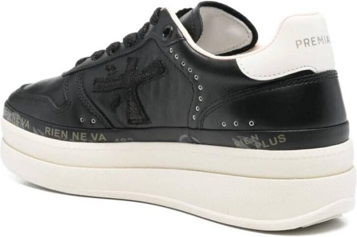 Premiata Zwarte Sneakers met Logo Details Black Dames