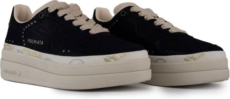 Premiata Zwarte Suède Damessneakers Black Dames