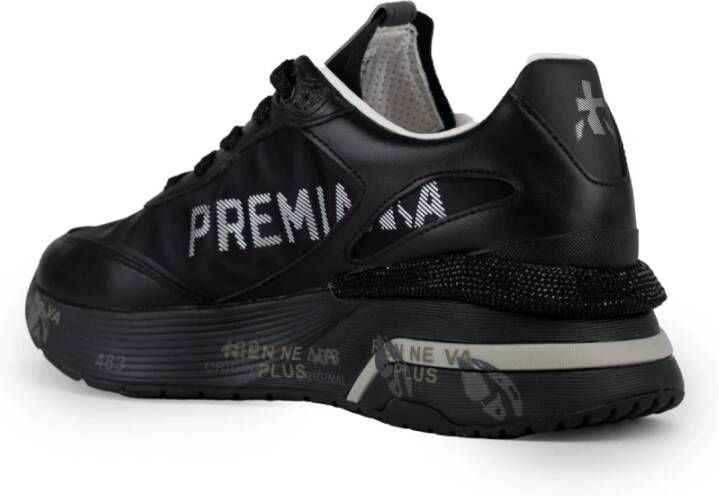 Premiata Zwarte technische stof en leren sneakers Black Dames