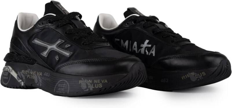 Premiata Zwarte technische stof en leren sneakers Black Dames