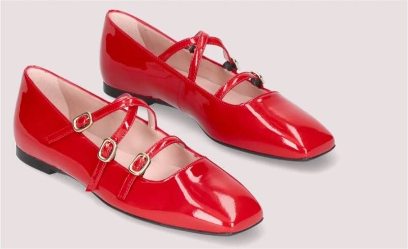 Pretty Ballerinas Dames Patent Leren Ballet Flats Red Dames