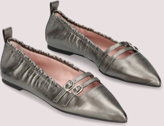 Pretty Ballerinas Elegante Leren Ballerinas in Gunmetal Gray Dames