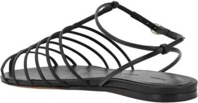 Proenza Schouler Gekooide Lamsskin Platte Sandalen met T-Straps Black Dames