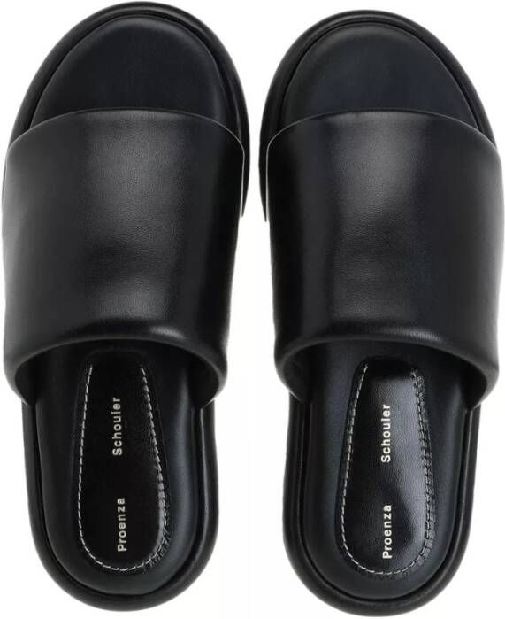 Proenza Schouler Zwarte leren slide sandalen Black Dames