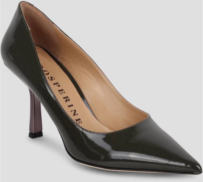 Prosperine Gelakte puntige pumps met spoolhak Gray Dames