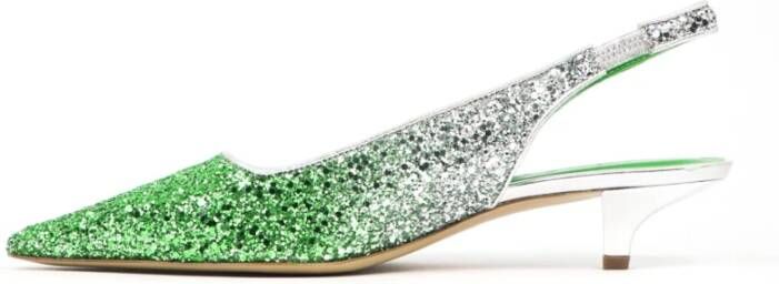 Prosperine Glitter Bicolor Leren Pumps Green Dames