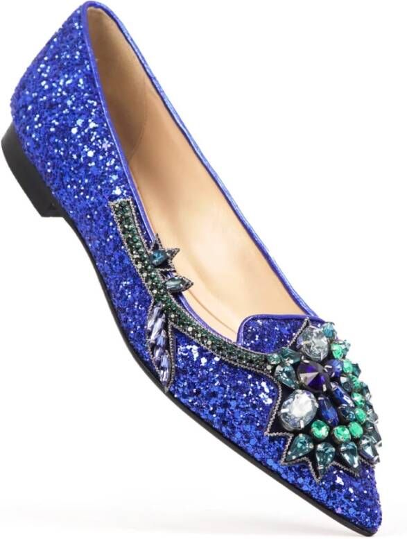 Prosperine Glitter Geborduurde Ballerina Schoenen Blue Dames