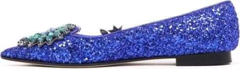 Prosperine Glitter Geborduurde Ballerina Schoenen Blue Dames