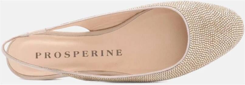 Prosperine Gouden platte schoenen met microrhinestones Beige Dames