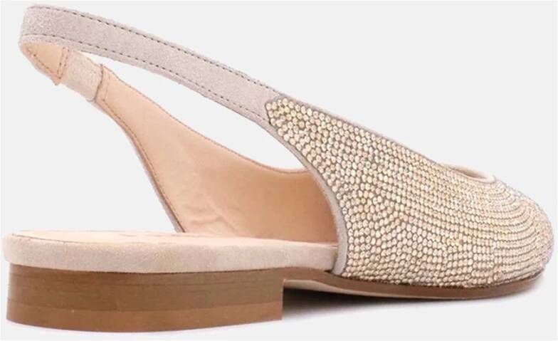 Prosperine Gouden platte schoenen met microrhinestones Beige Dames