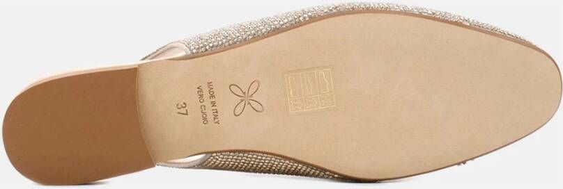 Prosperine Gouden platte schoenen met microrhinestones Beige Dames