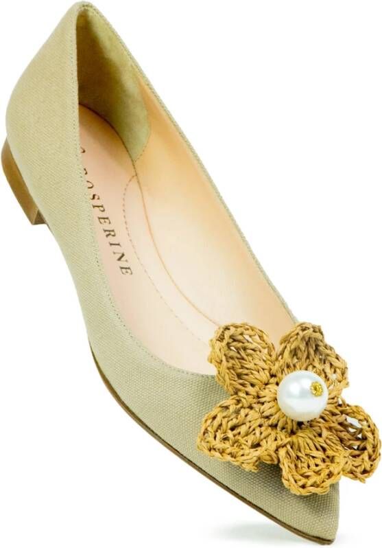 Prosperine Stoffen Ballerina met Bloem Beige Dames