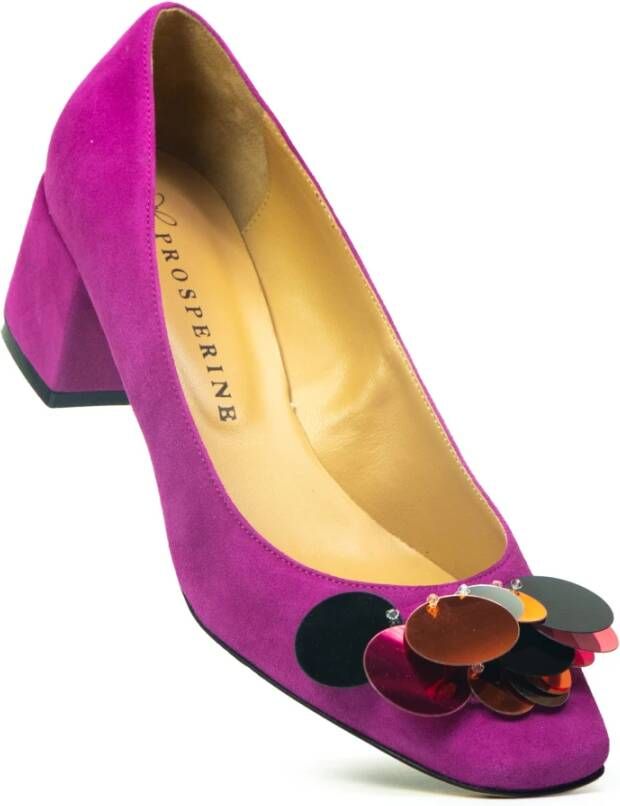 Prosperine Suède Pumps met Pailletten Purple Dames