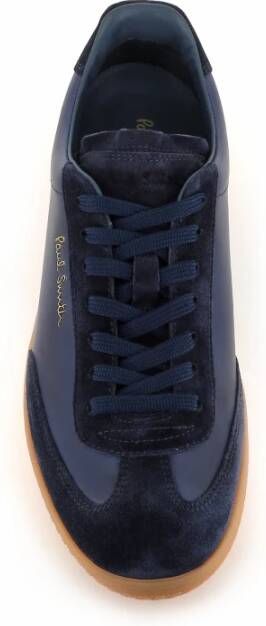 PS By Paul Smith Blauwe Leren Sneakers met Signature Stripe Blue Heren