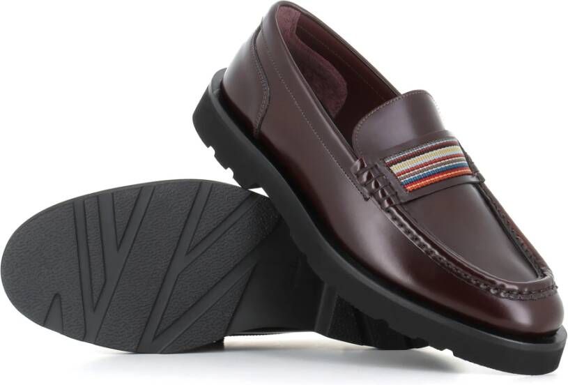 PS By Paul Smith Bordeaux Leren Mocassin Sandalen Red Heren