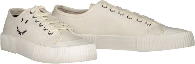 PS By Paul Smith Canvas lage sneakers met leren inzetstuk White Heren