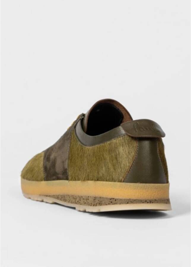 PS By Paul Smith Khaki Leren Sneakers Green Heren