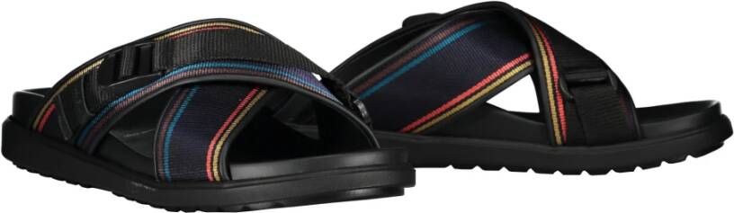 PS By Paul Smith Leren Stoffen Slippers Ronde Neuslijn Black Heren