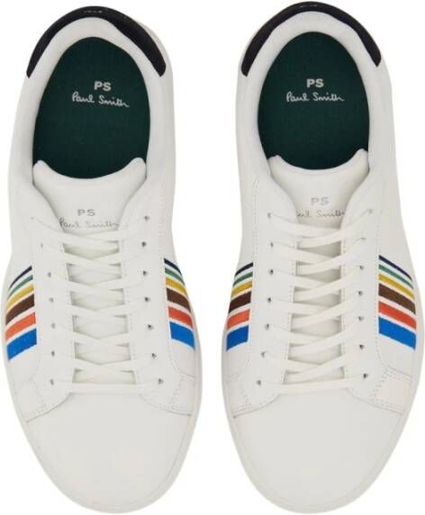 PS By Paul Smith Leren Streep Sneaker White Heren