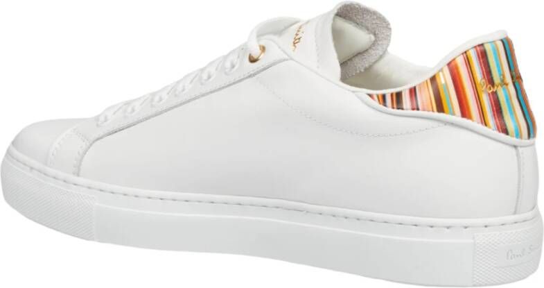 PS By Paul Smith Witte Leren Sneakers Multicolor Strepen White Heren