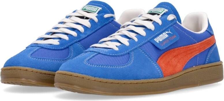 Puma Blauw Oranje Suède Lage Schoen Blue Dames