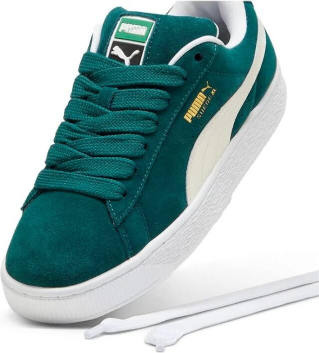 Puma Groene Suède Sneakers met Leren Details Green Heren