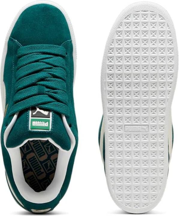 Puma Groene Suède Sneakers met Leren Details Green Heren