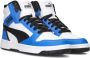 Puma Rebound V6 Mid sneakers wit zwart kobaltblauw Jongens Meisjes Imitatieleer 35.5 - Thumbnail 10