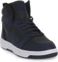 PUMA- Rebound V6 Mid Heren Sneakers Basketbalschoenen Zwart-Blauw - Thumbnail 3