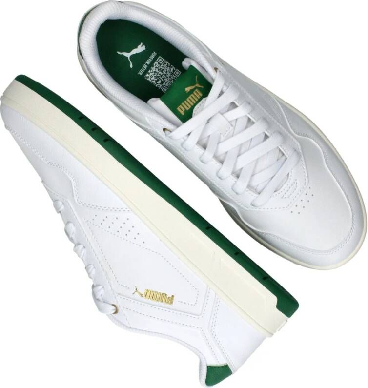 Puma Klassieke Court Sneaker met Groene en Gouden Accenten White Heren