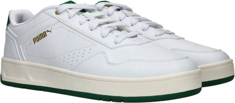 Puma Klassieke Court Sneaker met Groene en Gouden Accenten White Heren