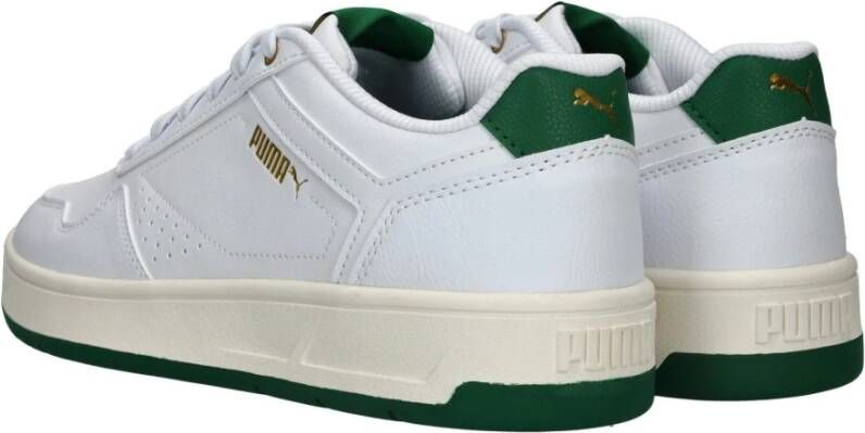 Puma Klassieke Court Sneaker met Groene en Gouden Accenten White Heren