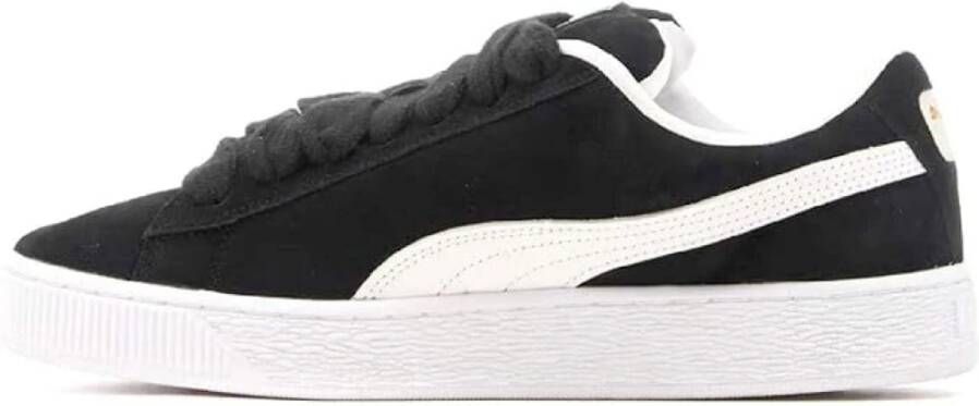 Puma Zwarte Suède Sneakers met Leren Details Black Heren