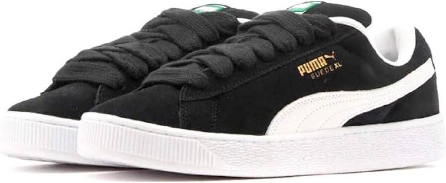 Puma Zwarte Suède Sneakers met Leren Details Black Heren