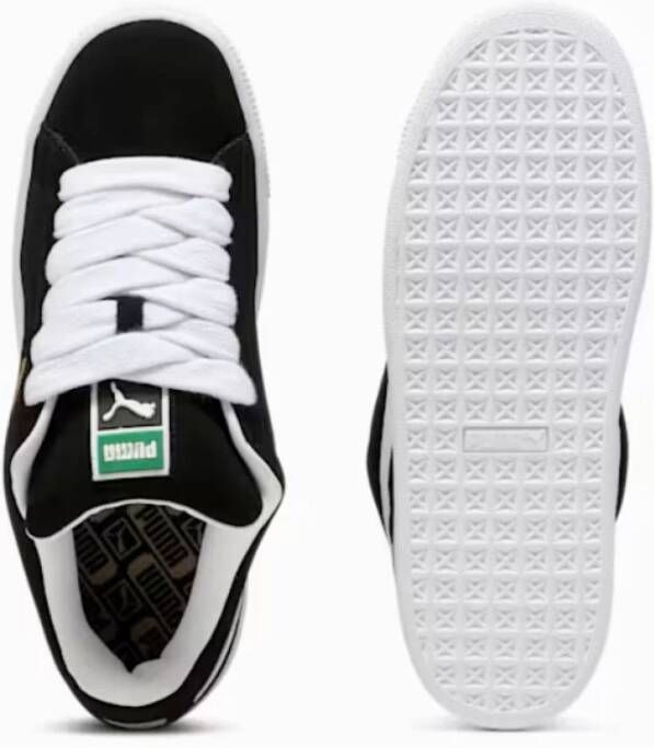 Puma Zwarte Suède Sneakers met Leren Details Black Heren