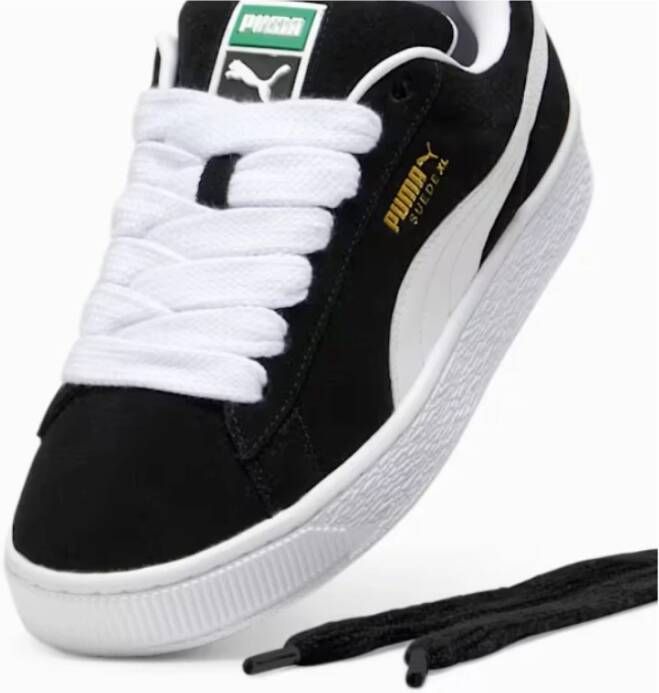 Puma Zwarte Suède Sneakers met Leren Details Black Heren