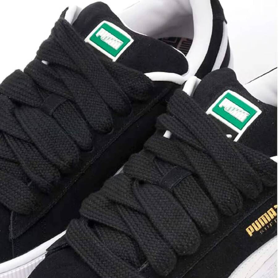 Puma Zwarte Suède Sneakers met Leren Details Black Heren