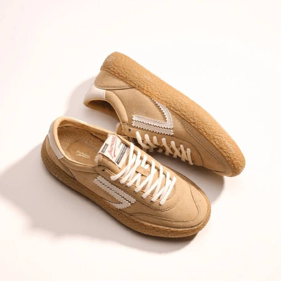 Puraai Beige Stoffen Sneakers met Witte Details Beige Heren