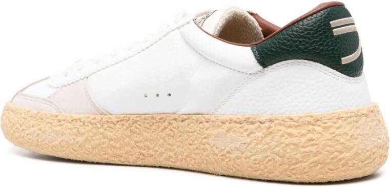 Puraai Leren herensneakers met decoratieve stiksels White Heren