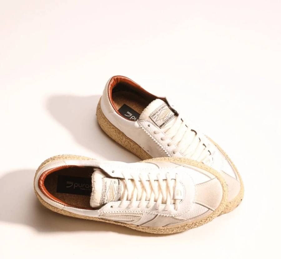 Puraai witte sneakers met beige details Beige Heren