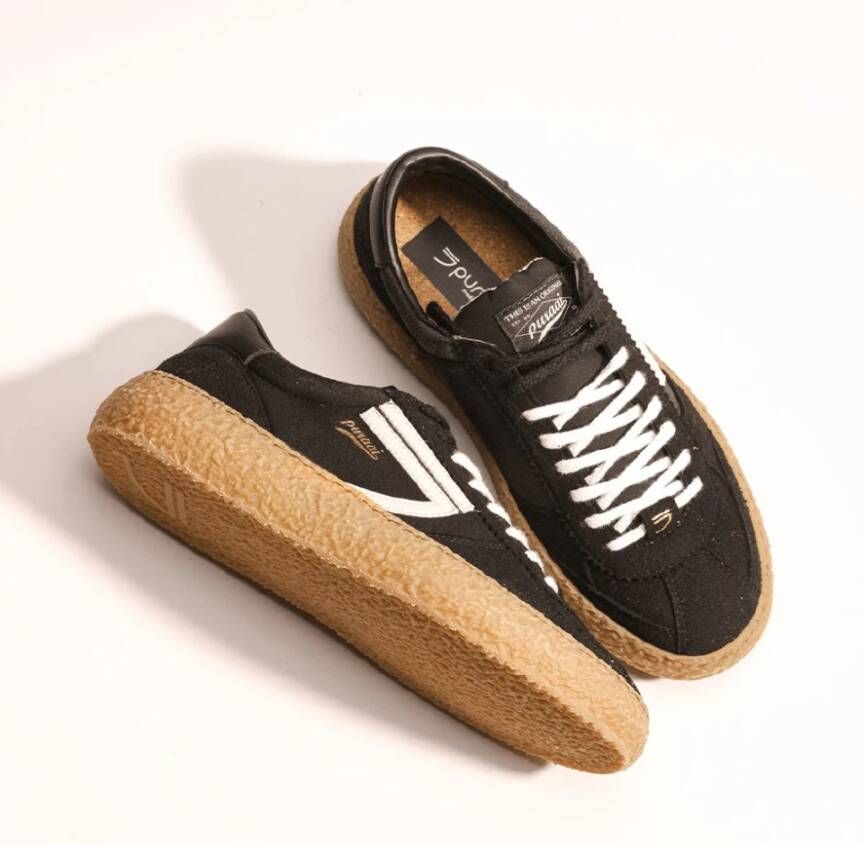 Puraai Zwarte Stoffen Sneakers met Gerecyclede Materialen Black Heren