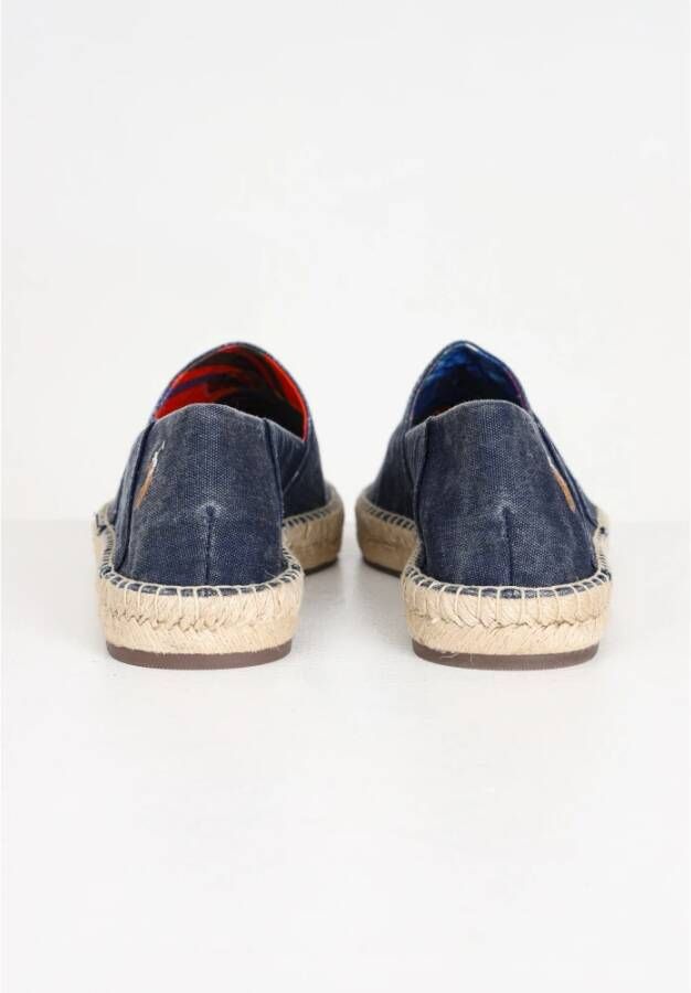 Ralph Lauren Blauwe Canvas Espadrilles Handgestikt Blue Heren